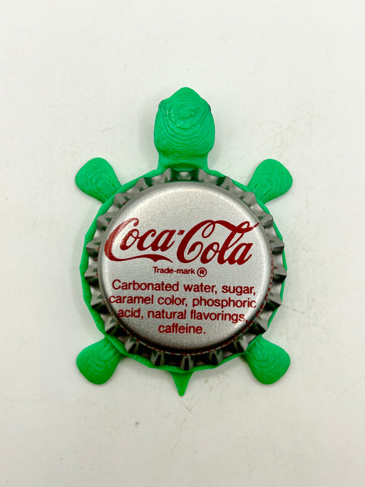 Coca Cola (Silver, Text) - Bottle Cap Magnet Turtle Shell Shocked Art