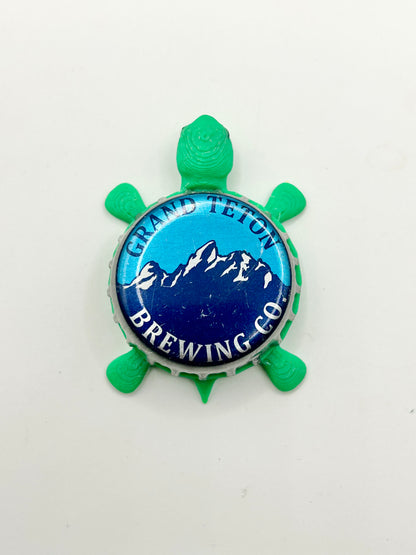Grand Teton Brewing - Bottle Cap Magnet Turtle Shell Shocked Art