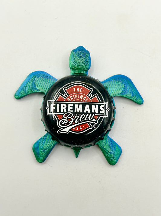 Fireman’s Brew - Sea Turtle Bottle Cap Magnet Shell Shocked Art