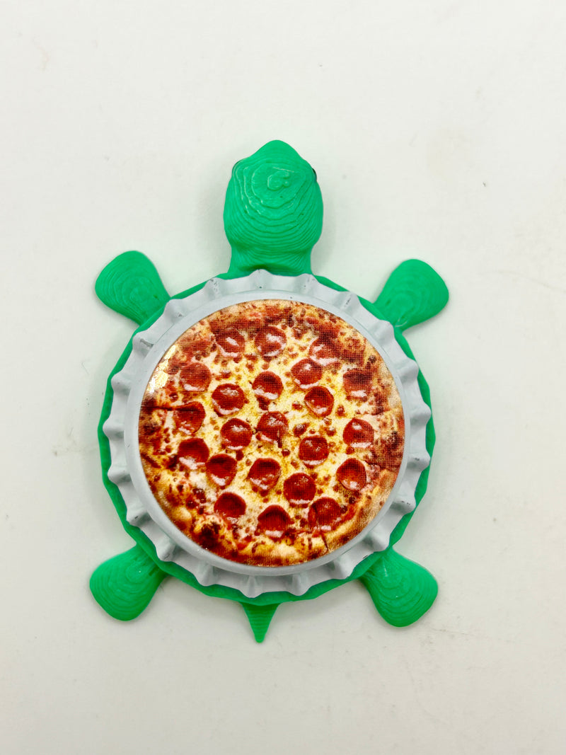 Pepperoni Pizza - Bottle Cap Magnet Turtle