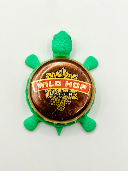 Wild Hop Lager - Bottle Cap Magnet Turtle Shell Shocked Art