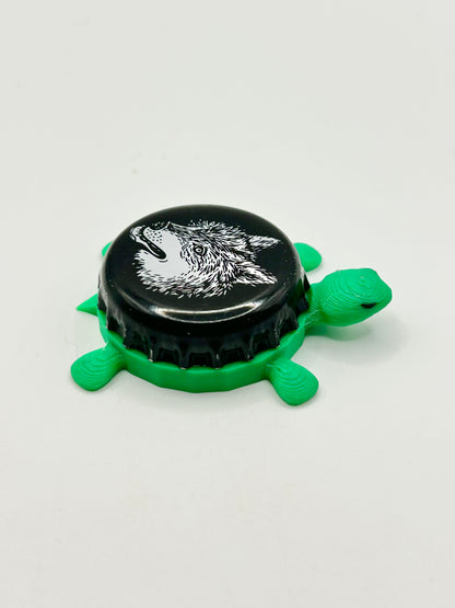 Wild Wolf Brewing - Bottle Cap Magnet Turtle Shell Shocked Art