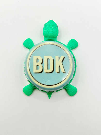 BDK Brew Dr. Kombucha (Blue) - Bottle Cap Magnet Turtle Shell Shocked Art