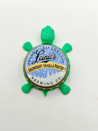 Leinenkugel's Snowdrift Vanilla Porter - Bottle Cap Magnet Turtle Shell Shocked Art