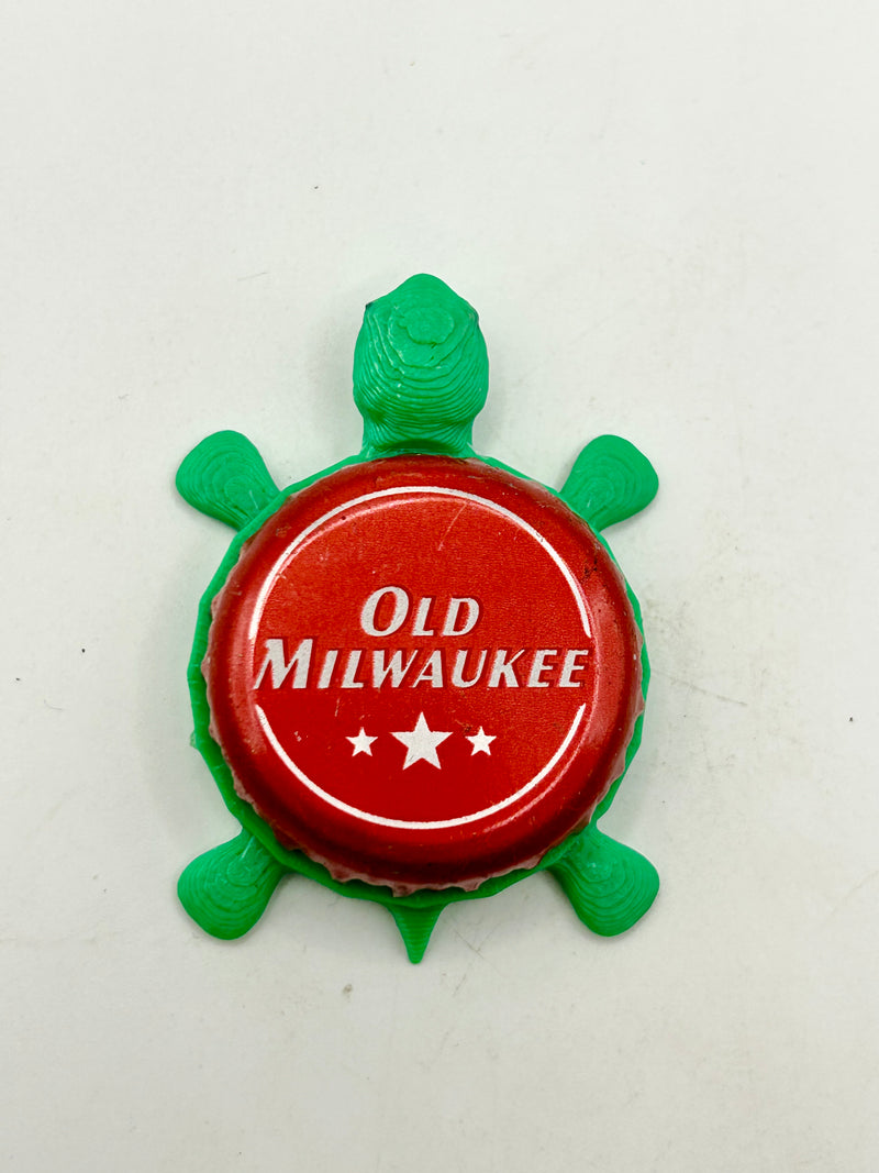 Old Milwaukee Beer (Red, Stars) - Bottle Cap Magnet Turtle Shell Shocked Art
