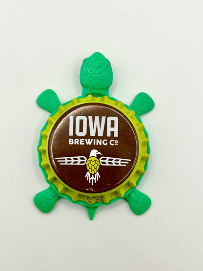 Iowa Brewing Co - Bottle Cap Magnet Turtle Shell Shocked Art