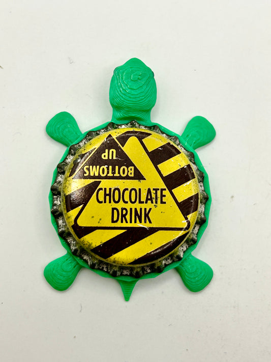 Bottoms Up Chocolate Drink - Bottle Cap Magnet Turtle Shell Shocked Art