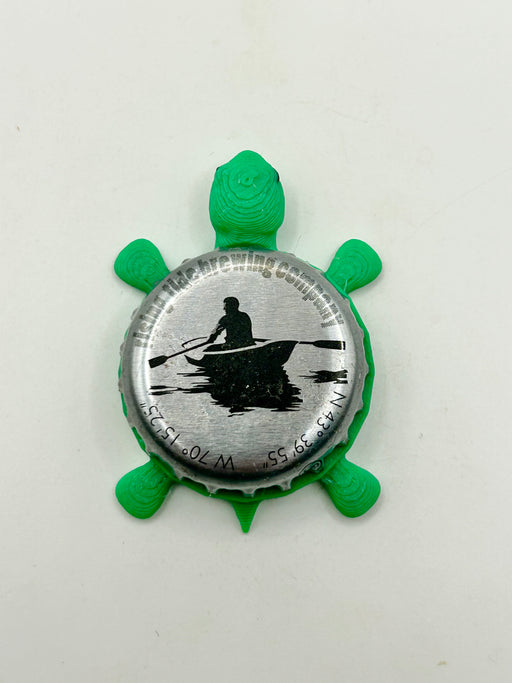 Rising Tide Brewing - Bottle Cap Magnet Turtle Shell Shocked Art