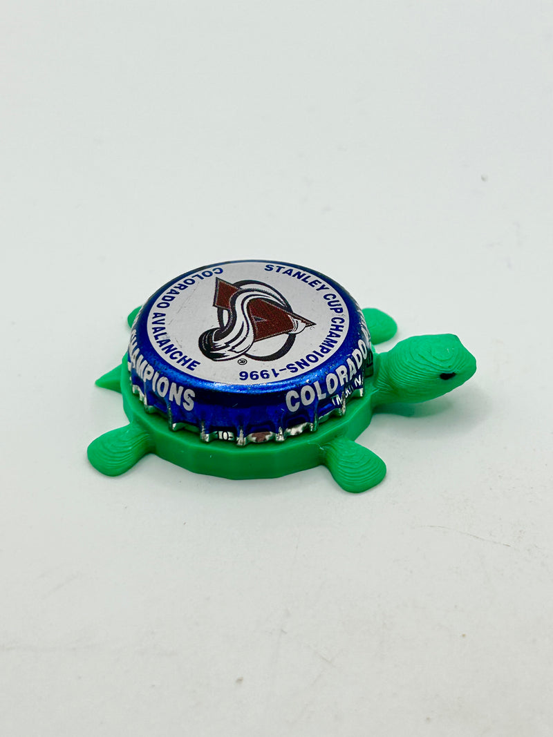 Colorado Avalanche Stanley Cup Champions (1996) - Bottle Cap Magnet Turtle Shell Shocked Art