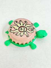 Bell's Oberon Ale (Light Pink Sun) - Bottle Cap Magnet Turtle Shell Shocked Art