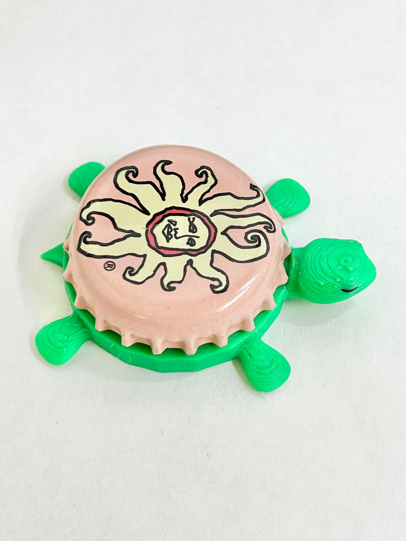 Bell's Oberon Ale (Light Pink Sun) - Bottle Cap Magnet Turtle Shell Shocked Art
