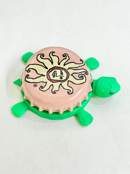 Bell's Oberon Ale (Light Pink Sun) - Bottle Cap Magnet Turtle Shell Shocked Art