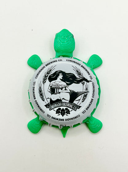 Coronado Brewing (Black and White) - Bottle Cap Magnet Turtle Shell Shocked Art