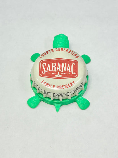 Saranac (Red) - Bottle Cap Magnet Turtle Shell Shocked Art