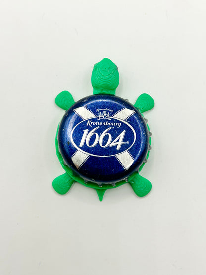 Kronenbourg 1664 (Blue) - Bottle Cap Magnet Turtle Shell Shocked Art