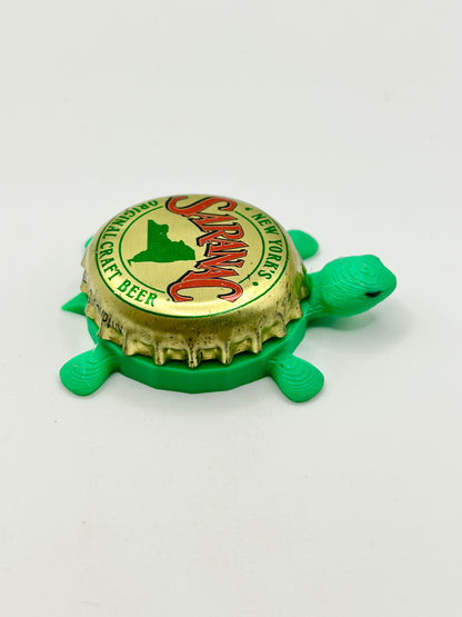 Saranac (New York) - Bottle Cap Magnet Turtle Shell Shocked Art