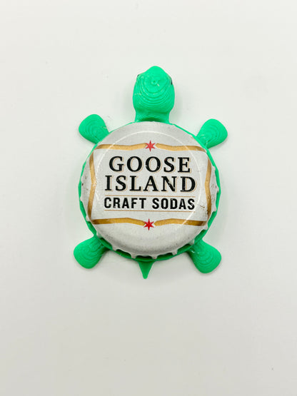Goose Island Craft Sodas - Bottle Cap Magnet Turtle Shell Shocked Art
