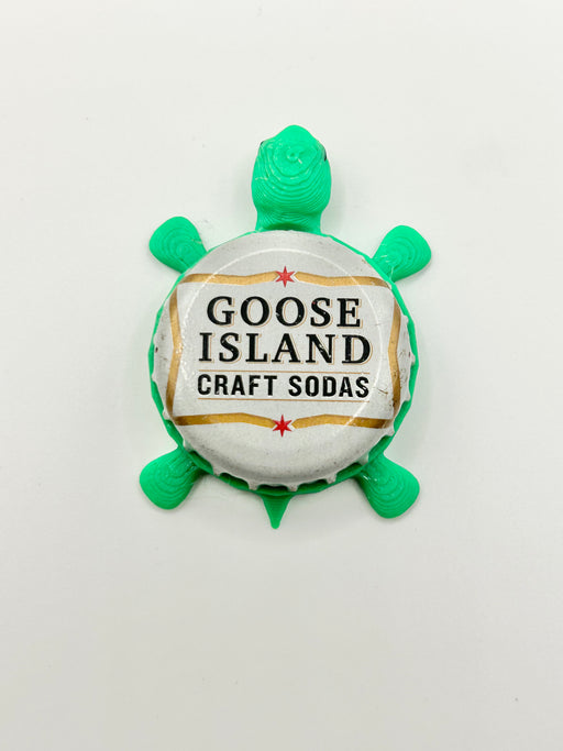 Goose Island Craft Sodas - Bottle Cap Magnet Turtle Shell Shocked Art
