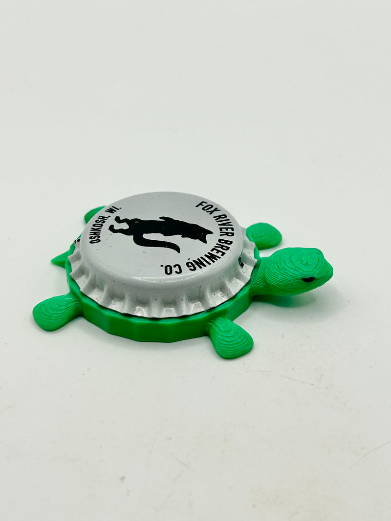 Fox River Brewing - Bottle Cap Magnet Turtle Shell Shocked Art