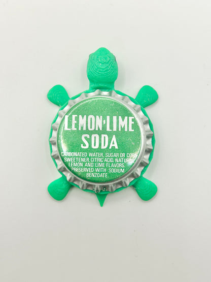 Lemon Lime Soda (Vintage Green) - Bottle Cap Magnet Turtle Shell Shocked Art