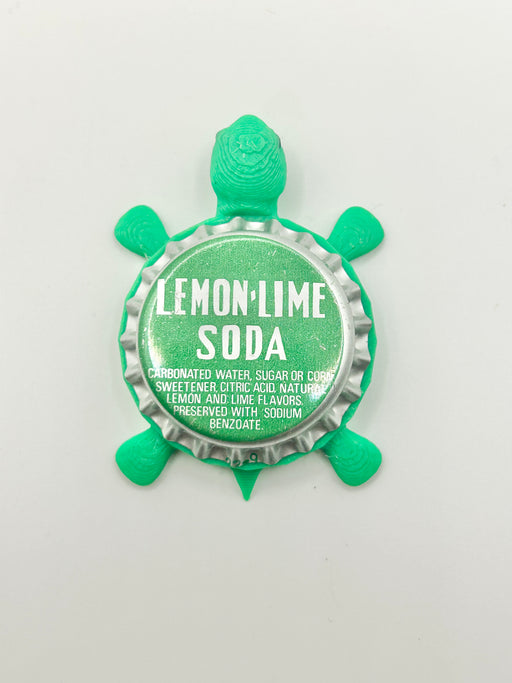 Lemon Lime Soda (Vintage Green) - Bottle Cap Magnet Turtle Shell Shocked Art