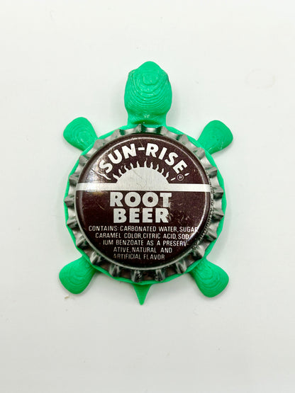 Sun-Rise Root Beer - Bottle Cap Magnet Turtle Shell Shocked Art