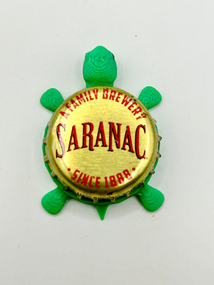 Saranac (A Family Brewery) - Bottle Cap Magnet Turtle Shell Shocked Art
