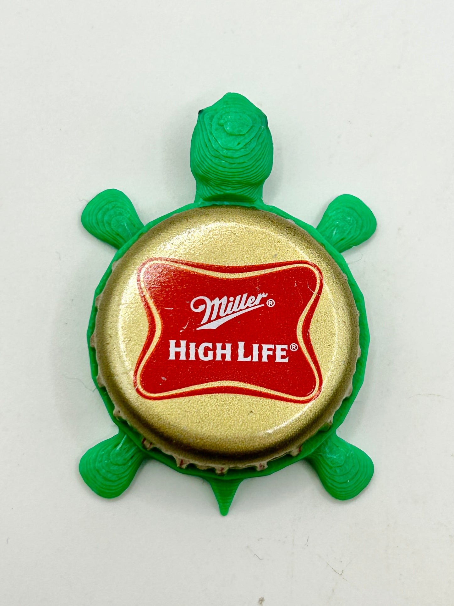Miller High Life (Red) - Bottle Cap Magnet Turtle Shell Shocked Art