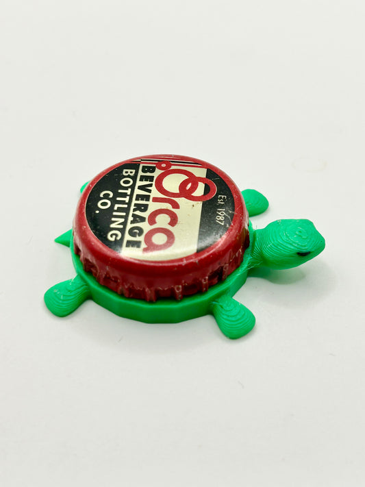 Orca Beverages (Red) - Bottle Cap Magnet Turtle