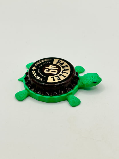 Parallel 49 Brewing (Beige) - Bottle Cap Magnet Turtle Shell Shocked Art
