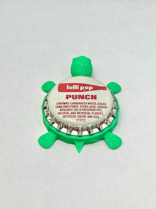 Lollipop Punch Soda (Vintage) - Bottle Cap Magnet Turtle