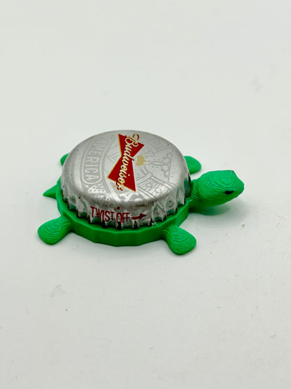 Budweiser (Silver and Red) - Bottle Cap Magnet Turtle Shell Shocked Art