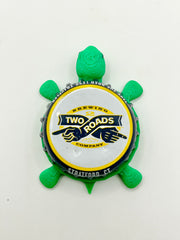 Two Roads Brewing - Bottle Cap Magnet Turtle Shell Shocked Art