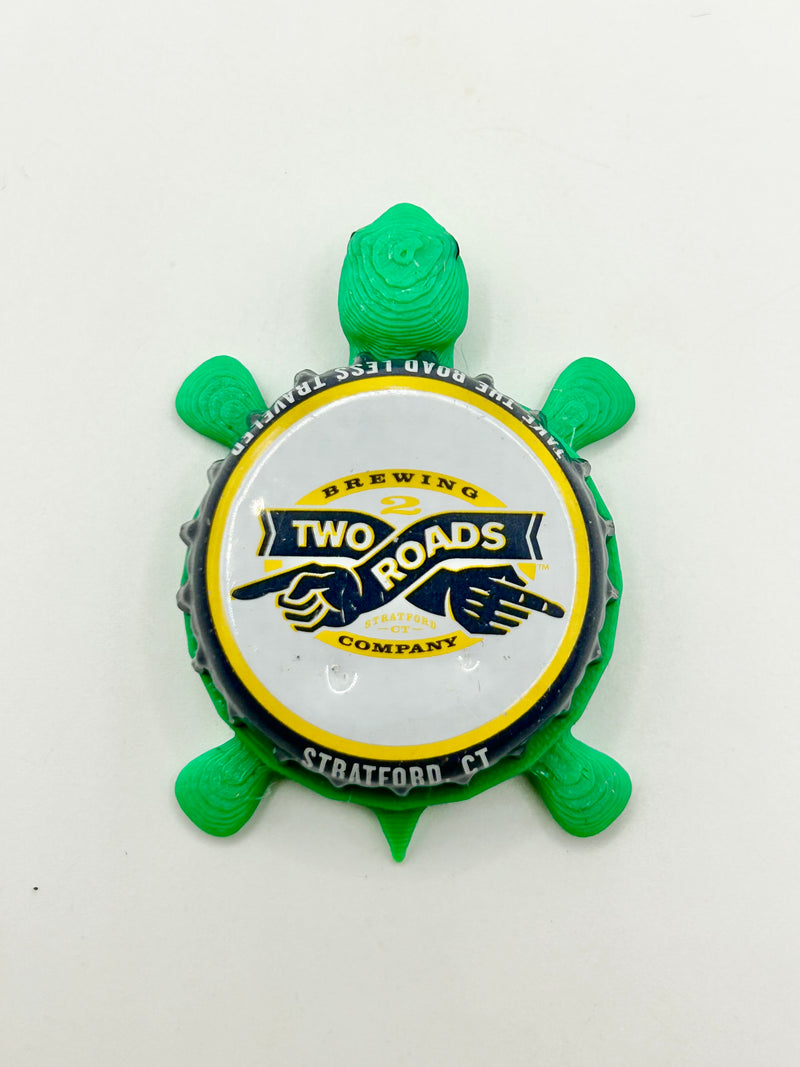 Two Roads Brewing - Bottle Cap Magnet Turtle Shell Shocked Art