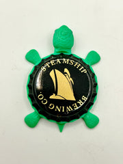Steamship Brewing - Bottle Cap Magnet Turtle Shell Shocked Art