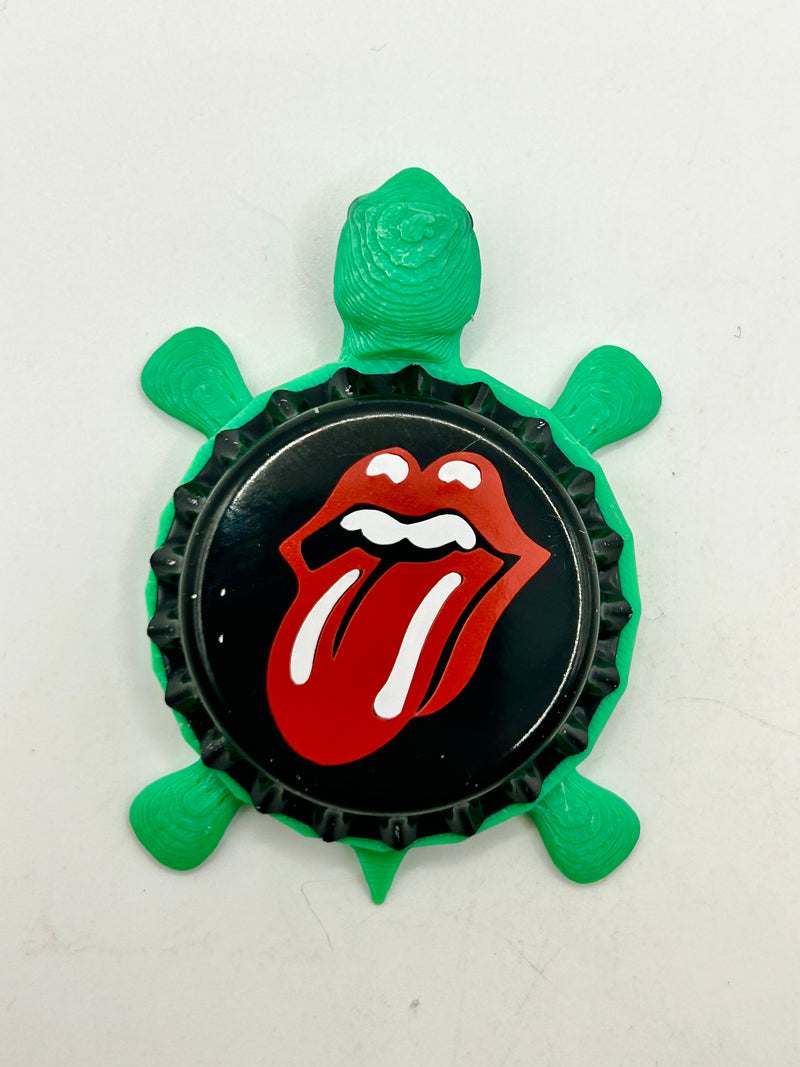 The Rolling Stones - Bottle Cap Magnet Turtle Shell Shocked Art