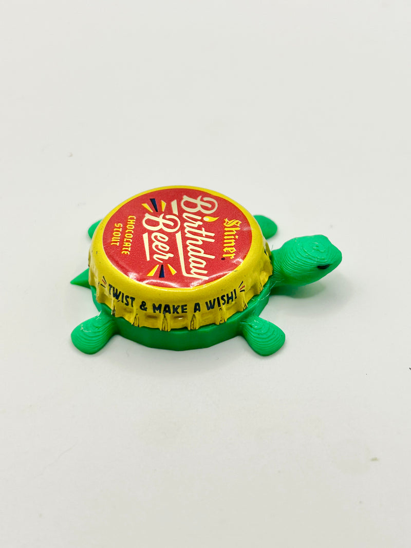 Shiner Birthday Beer Chocolate Stout - Bottle Cap Magnet Turtle Shell Shocked Art