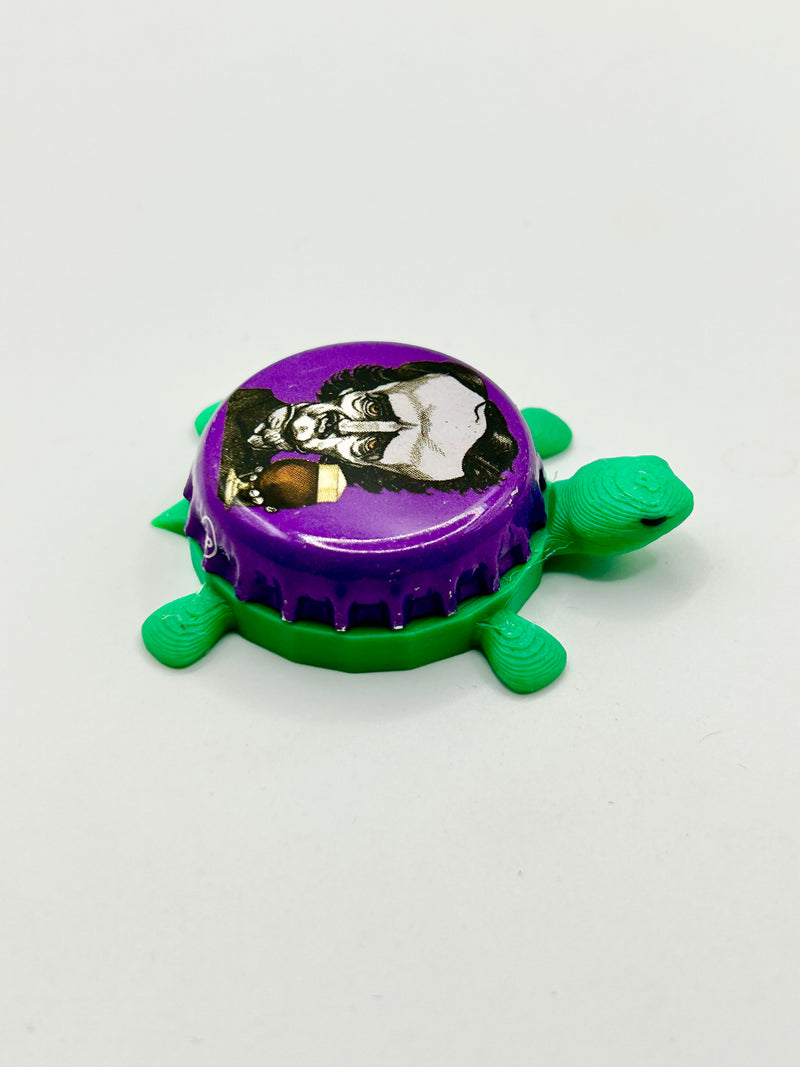 Edgar Allan Poe (Purple) - Raven Brewery - Bottle Cap Magnet Turtle Shell Shocked Art