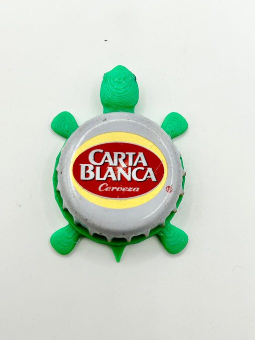 Carta Blanca Cerveza - Bottle Cap Magnet Turtle Shell Shocked Art