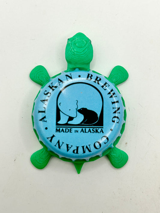 Alaskan Brewing (Baby Blue) - Bottle Cap Magnet Turtle Shell Shocked Art