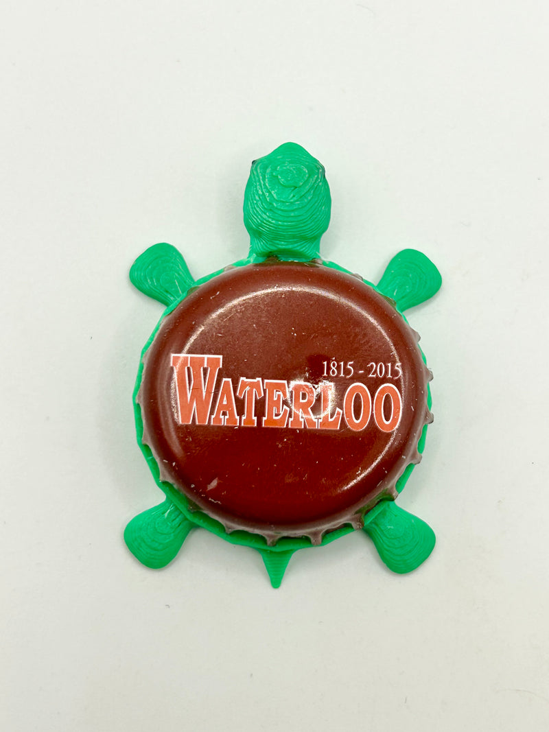 Waterloo Brewing - Bottle Cap Magnet Turtle Shell Shocked Art