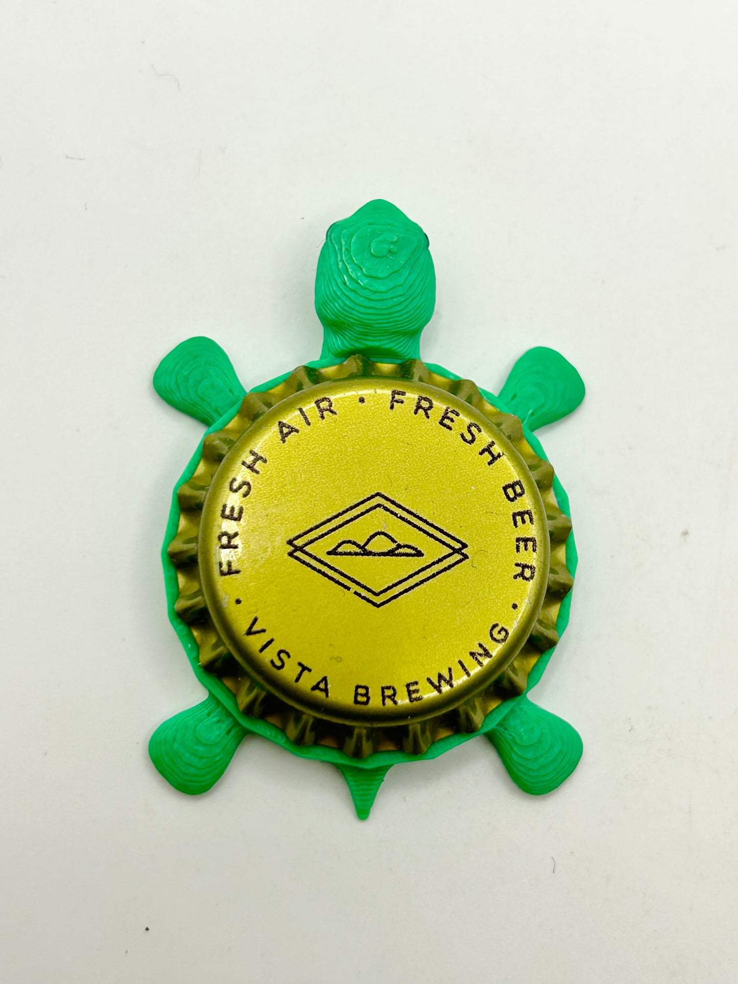 Vista Brewing - Bottle Cap Magnet Turtle Shell Shocked Art