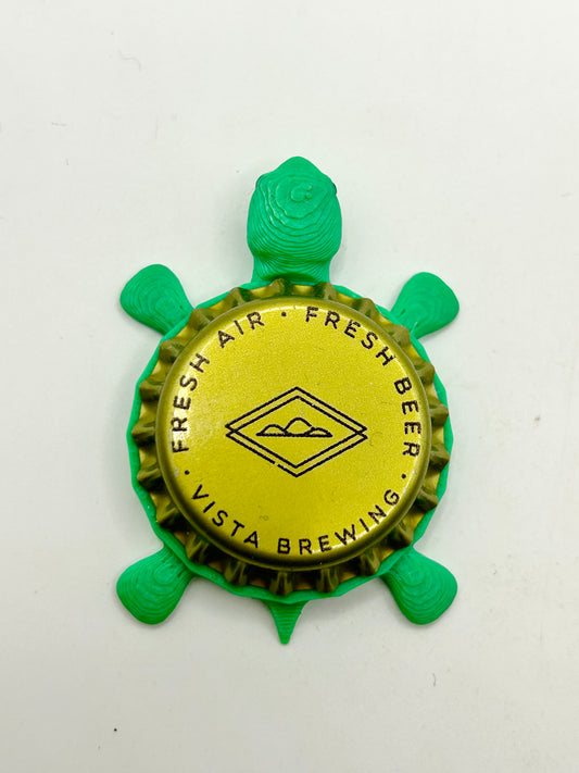 Vista Brewing - Bottle Cap Magnet Turtle Shell Shocked Art