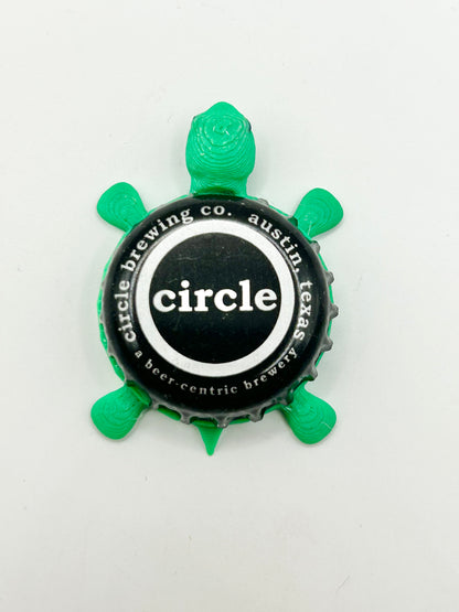 Circle Brewing - Bottle Cap Magnet Turtle Shell Shocked Art