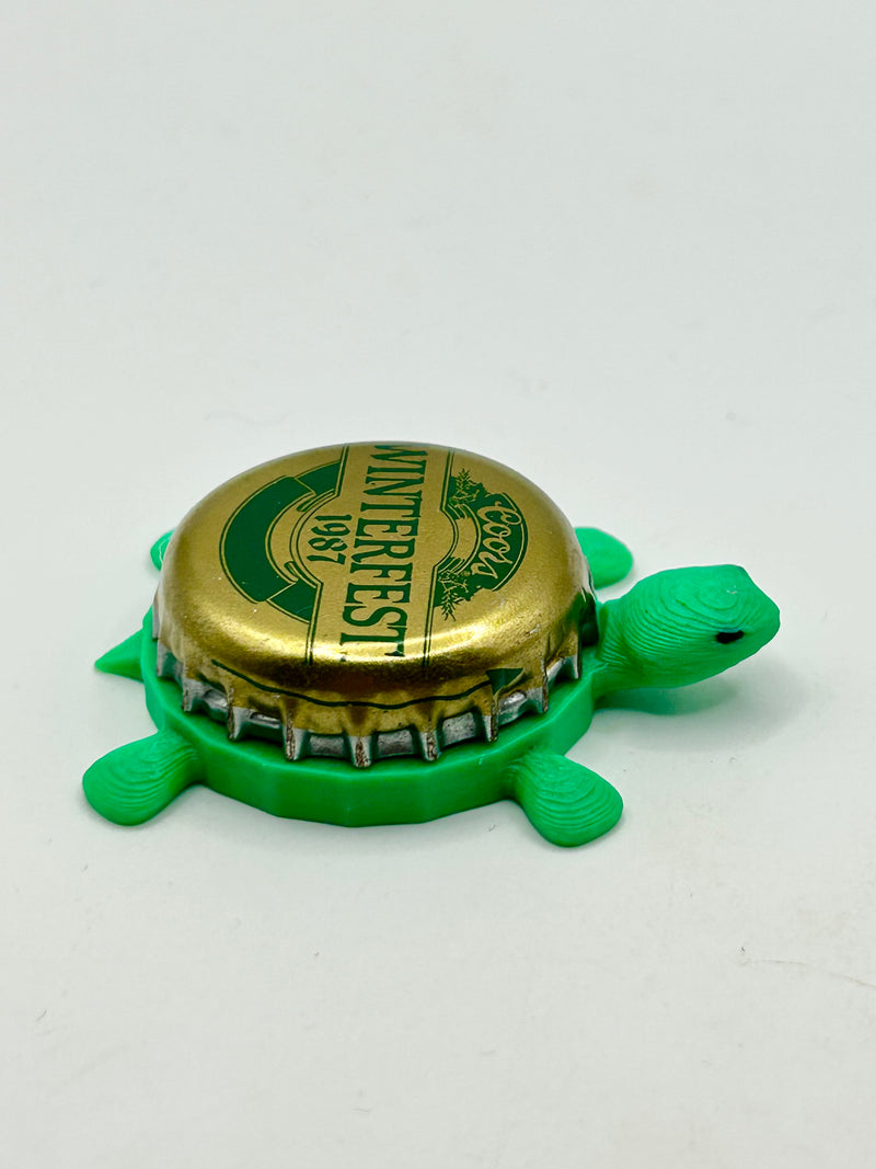 Coors Winterfest 1987 - Bottle Cap Magnet Turtle Shell Shocked Art