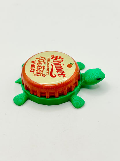 Shiner Hill Country Peach Wheat - Bottle Cap Magnet Turtle Shell Shocked Art