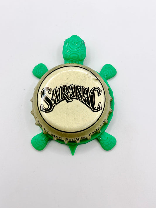 Saranac (Black Text) - Bottle Cap Magnet Turtle