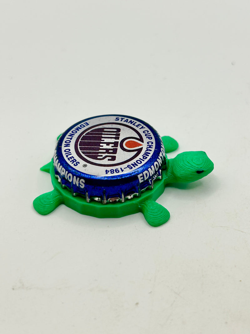 Edmonton Oilers Stanley Cup Champions (1984) - Bottle Cap Magnet Turtle Shell Shocked Art