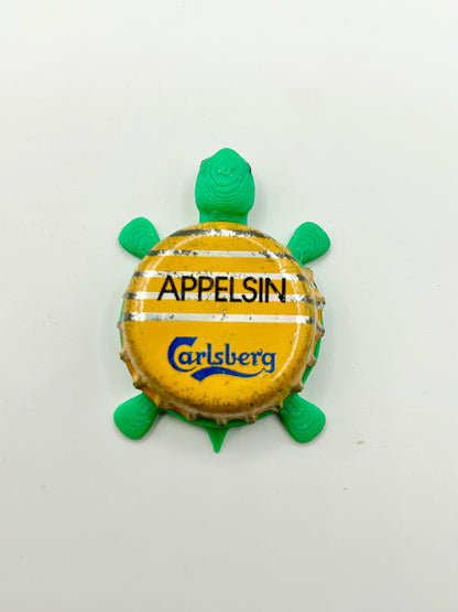 Carlsberg Applesin - Bottle Cap Magnet Turtle Shell Shocked Art