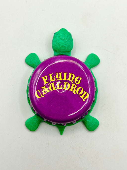 Flying Cauldron Butterscotch Beer - Bottle Cap Magnet Turtle Shell Shocked Art